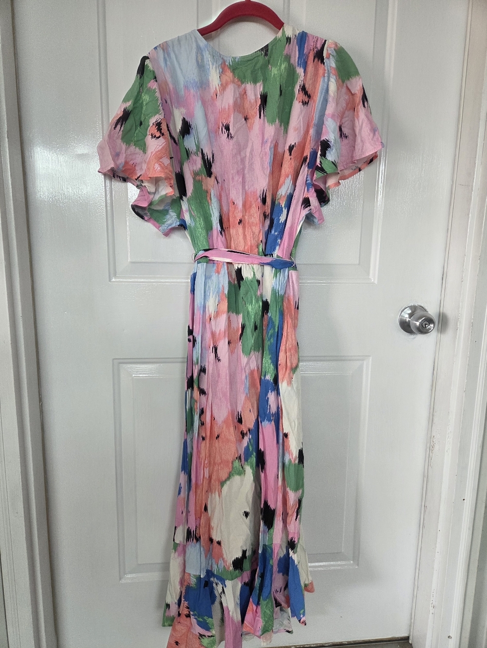 Ava & Viv Pastel Brushstroke Wrap Maxi Dress NWT 2x - Picture 6 of 6